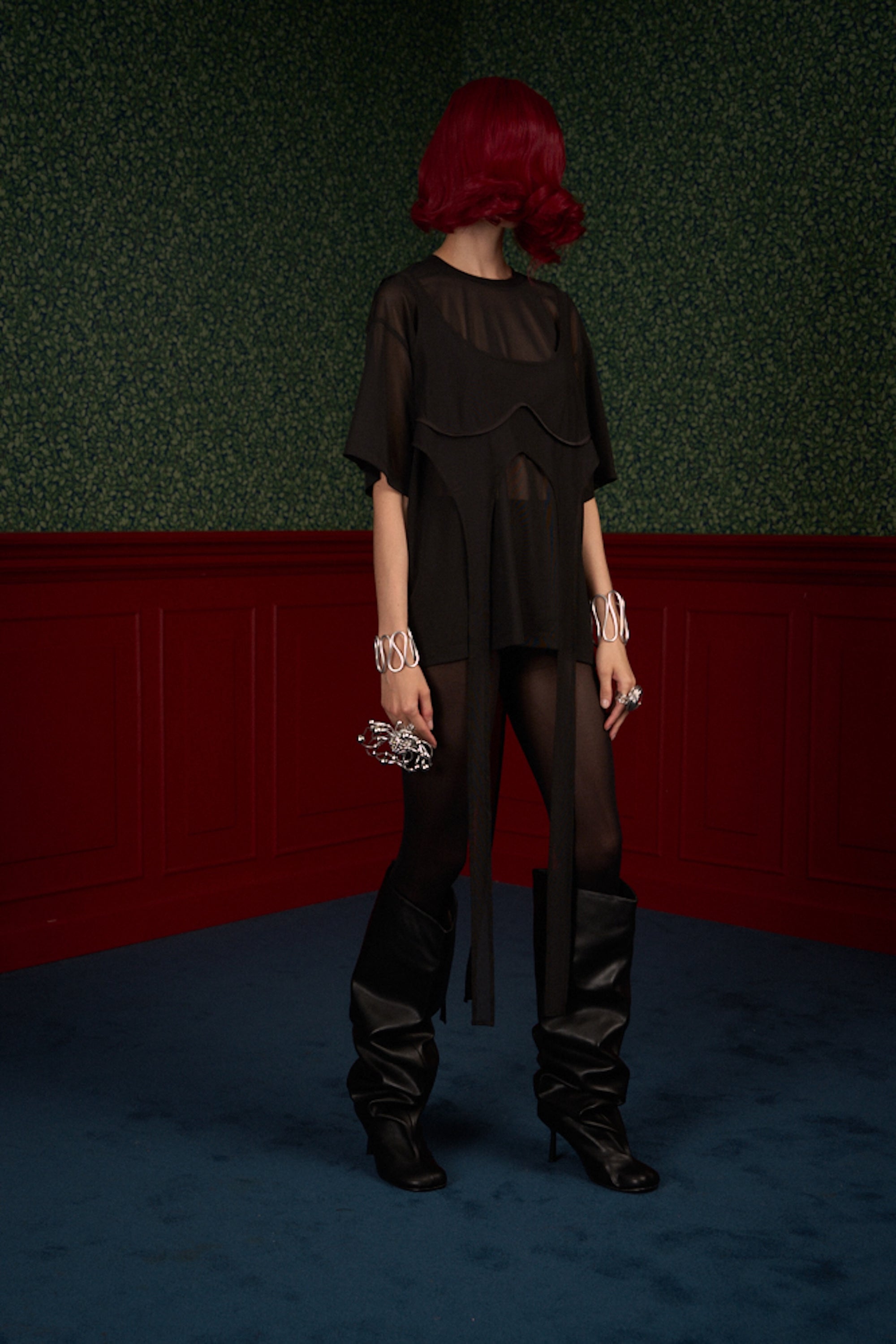 Oversized Mesh T-Shirt Set with Top