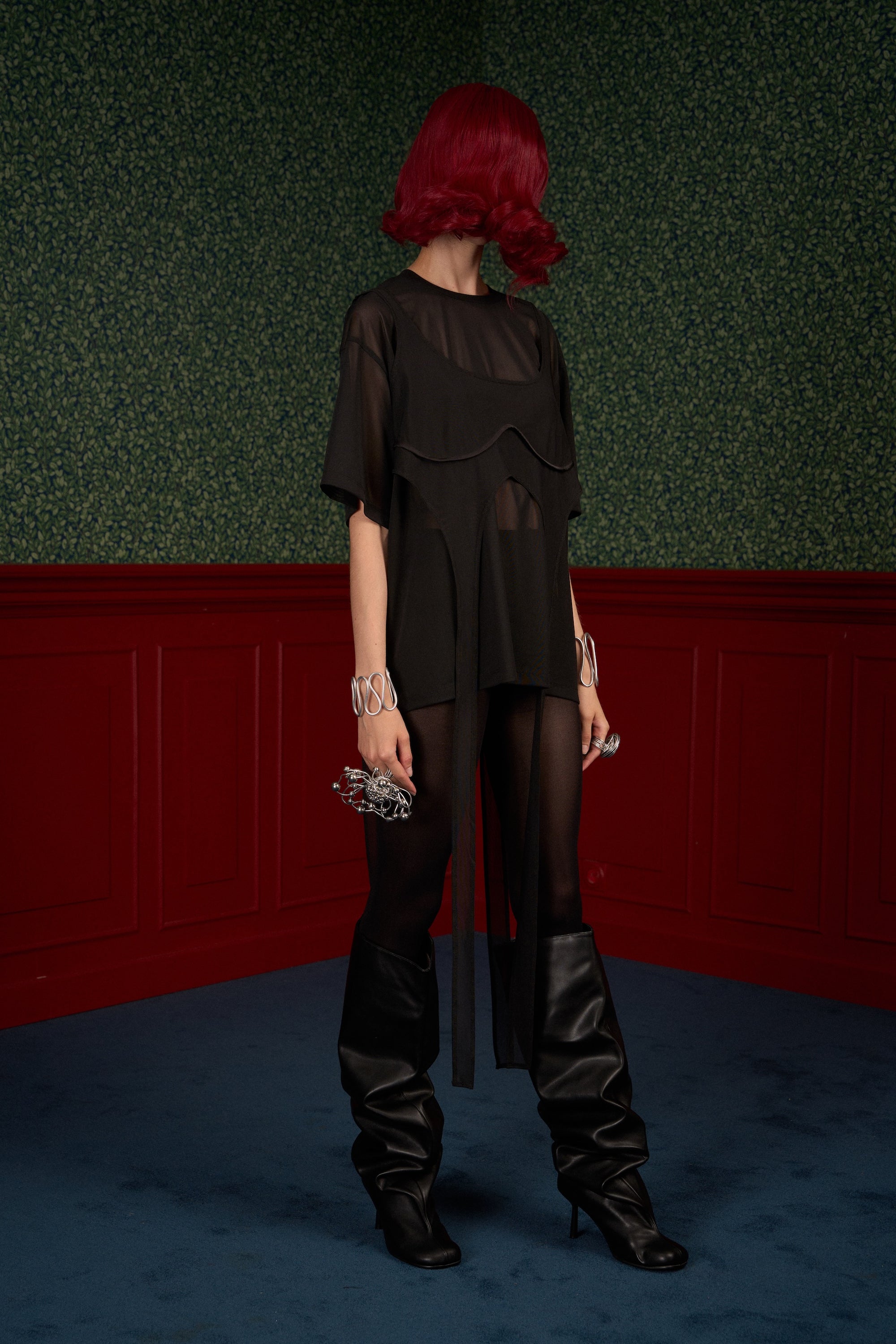 Oversized Mesh T-Shirt Set with Top