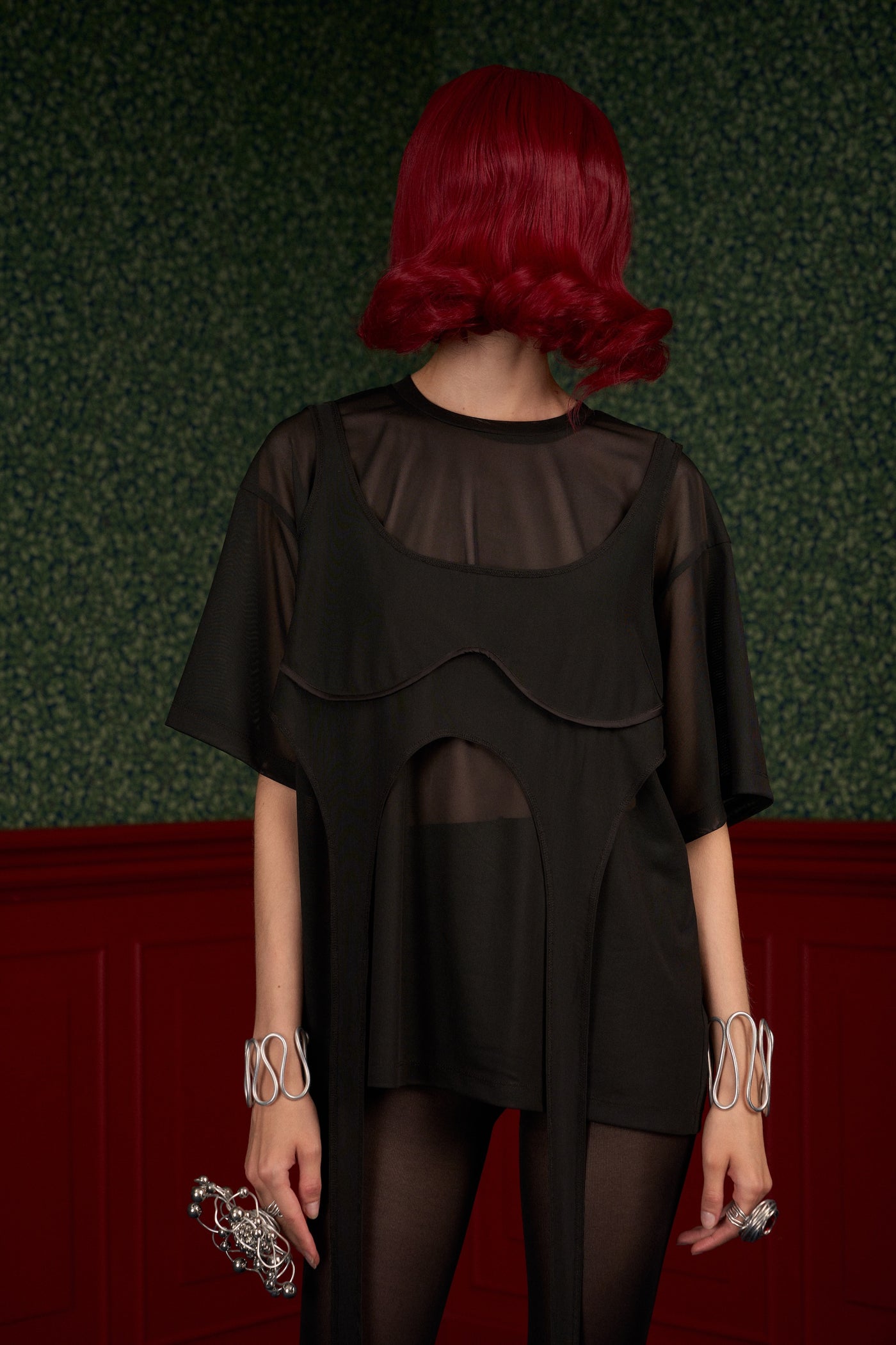 Oversized Mesh T-Shirt Set with Top