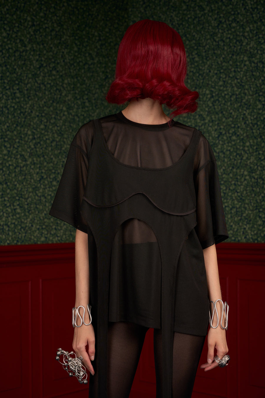 Oversized Mesh T-Shirt Set with Top