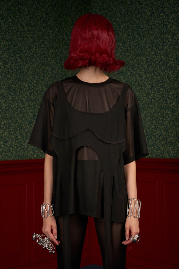 Oversized Mesh T-Shirt Set with Top