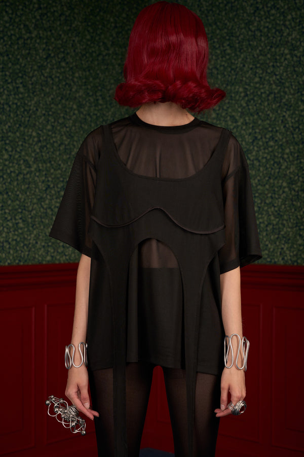 Oversized Mesh T-Shirt Set with Top