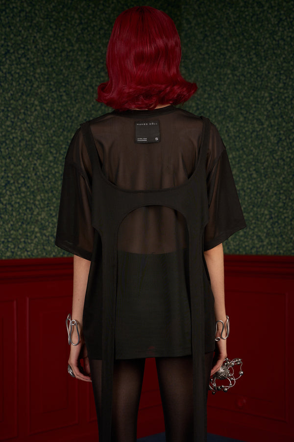 Oversized Mesh T-Shirt Set with Top