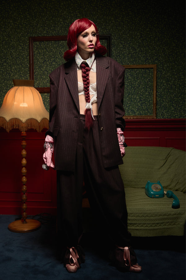 Wide Pinstripe Suit Pants "Iconic"