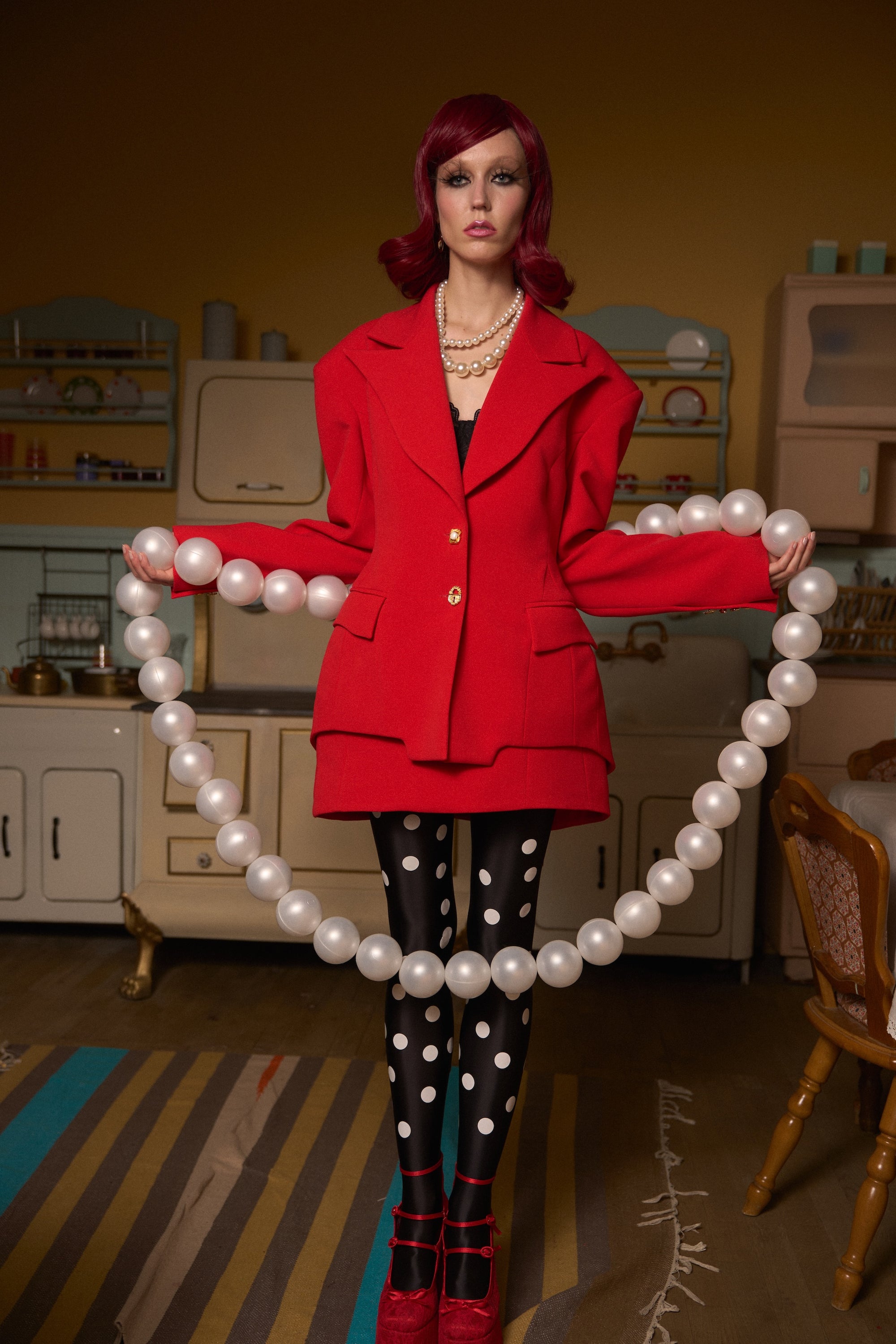 Red High-Waist Mini Skirt “Flame”