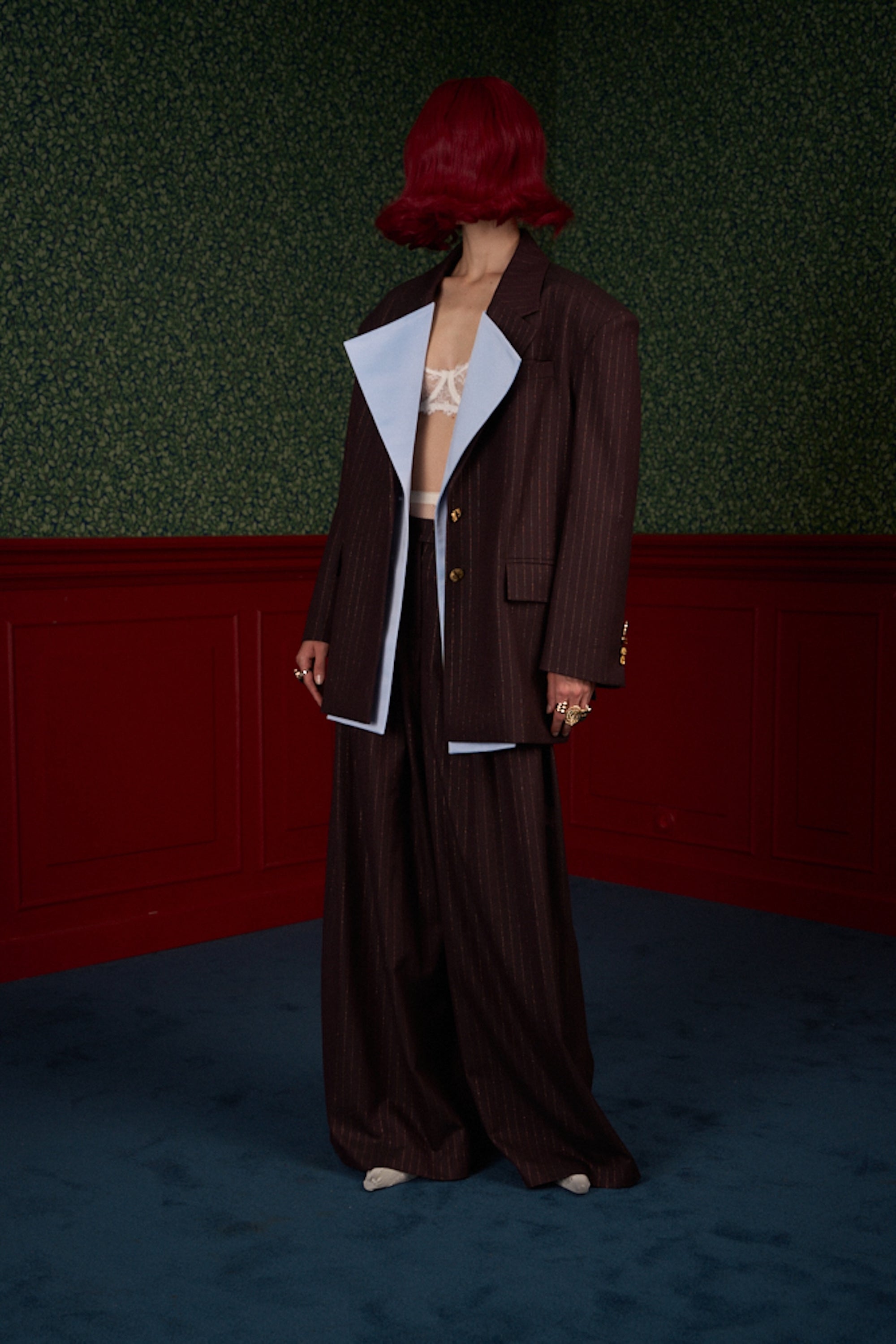 Pinstripe Wide-Leg Suit Pants “Iconic”