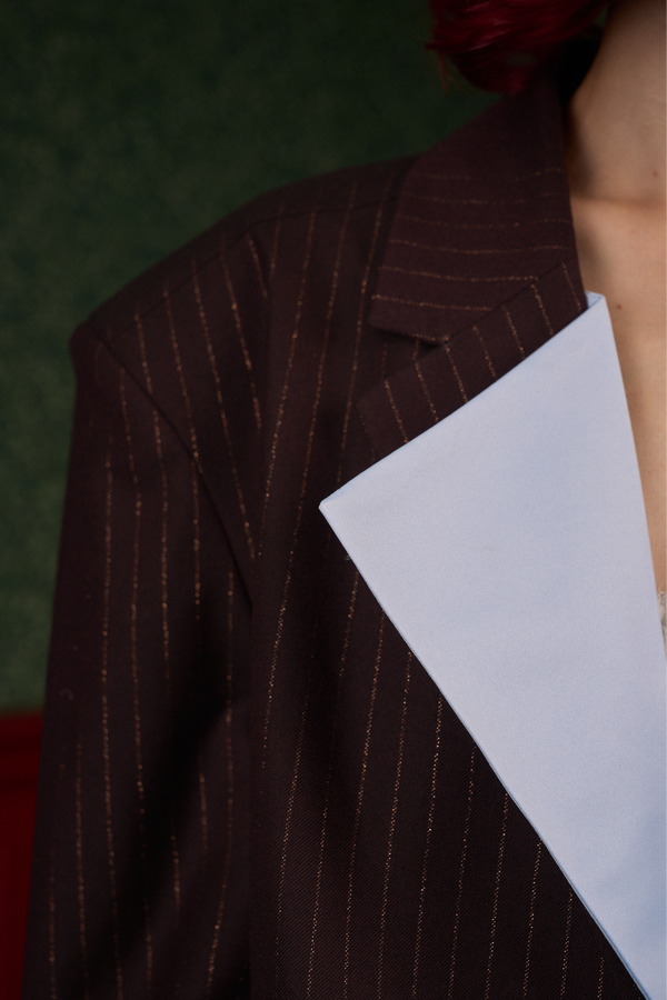 Transformable Oversized Brown Pinstripe Blazer "Iconic"