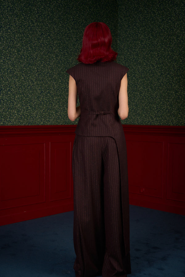 Pinstripe Asymmetric Tailored Vest “Iconic”