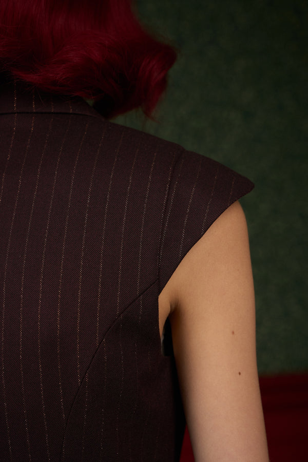 Pinstripe Asymmetric Tailored Vest “Iconic”