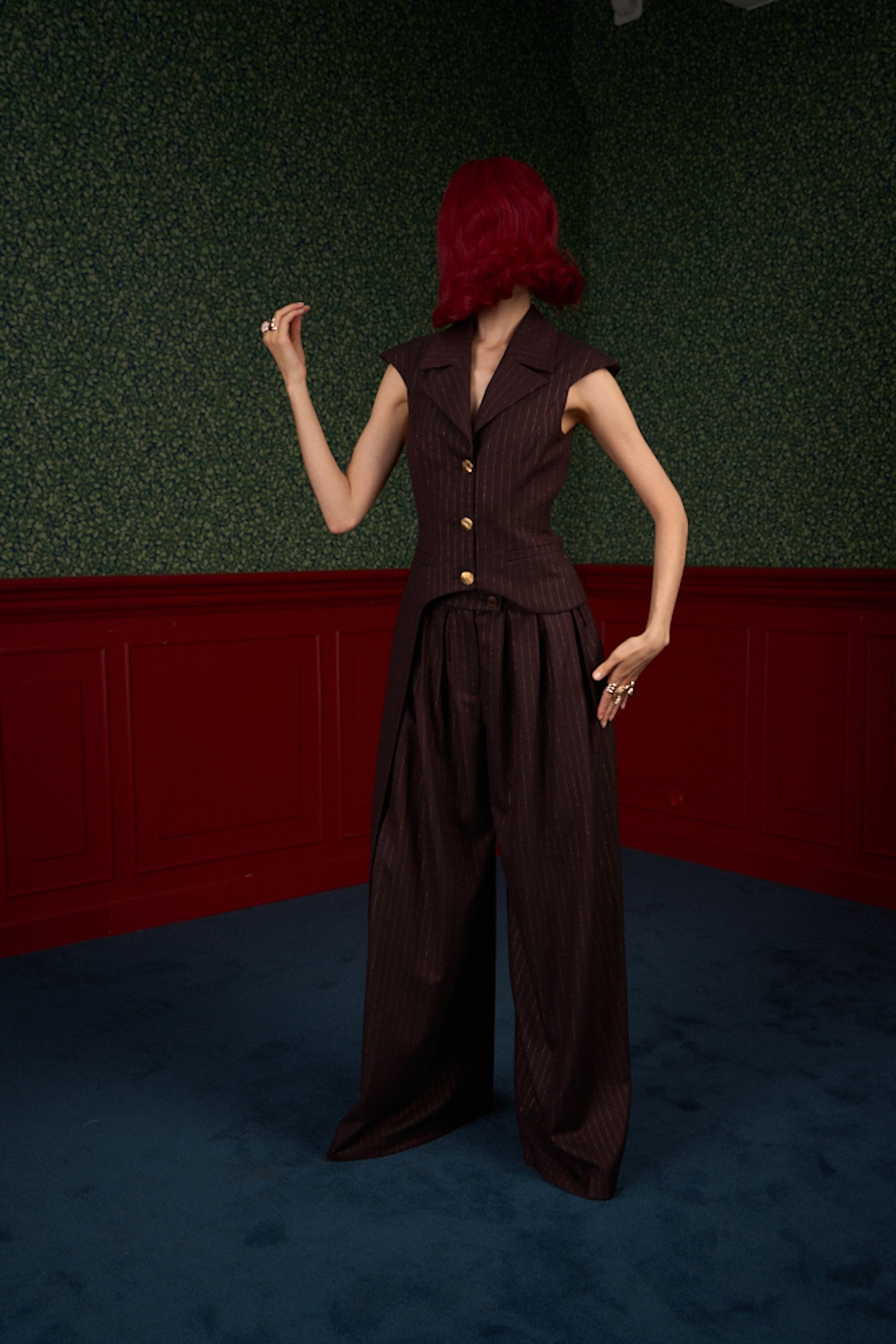 Pinstripe Wide-Leg Suit Pants “Iconic”