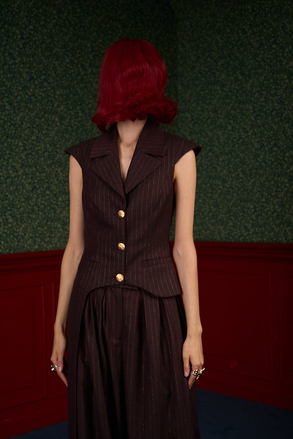 Pinstripe Asymmetric Tailored Vest “Iconic”