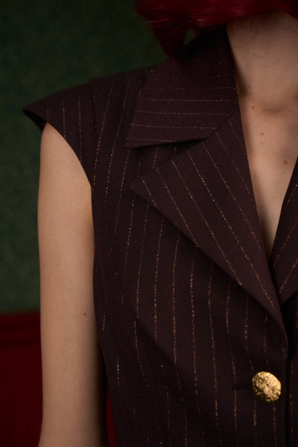 Pinstripe Asymmetric Tailored Vest “Iconic”
