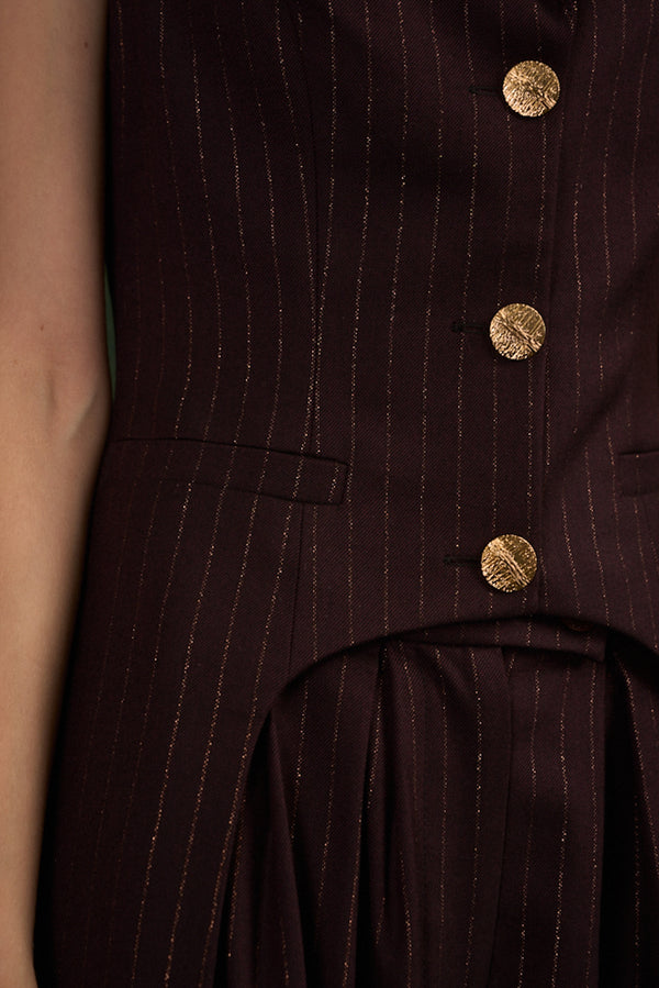 Pinstripe Asymmetric Tailored Vest “Iconic”