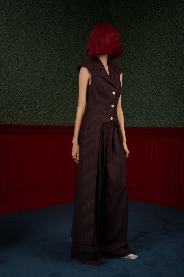 Pinstripe Asymmetric Tailored Vest “Iconic”