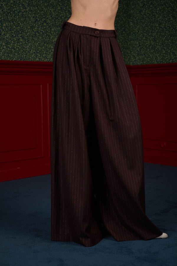 Pinstripe Wide-Leg Suit Pants “Iconic”