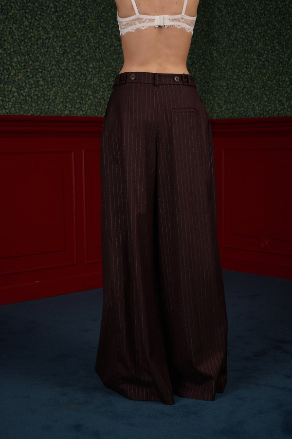 Pinstripe Wide-Leg Suit Pants “Iconic”