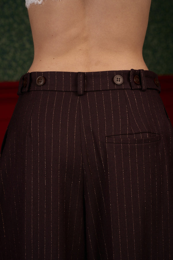 Pinstripe Wide-Leg Suit Pants “Iconic”