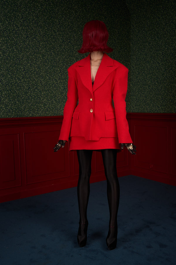 Red High-Waist Mini Skirt “Flame”