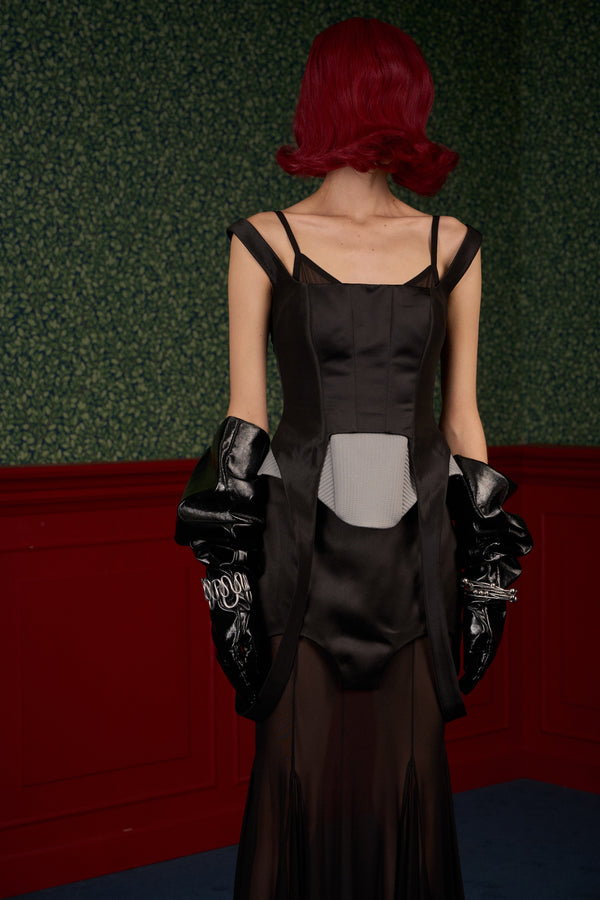 Satin Corset with Double Straps and a Bra-Top Effect “Siren”