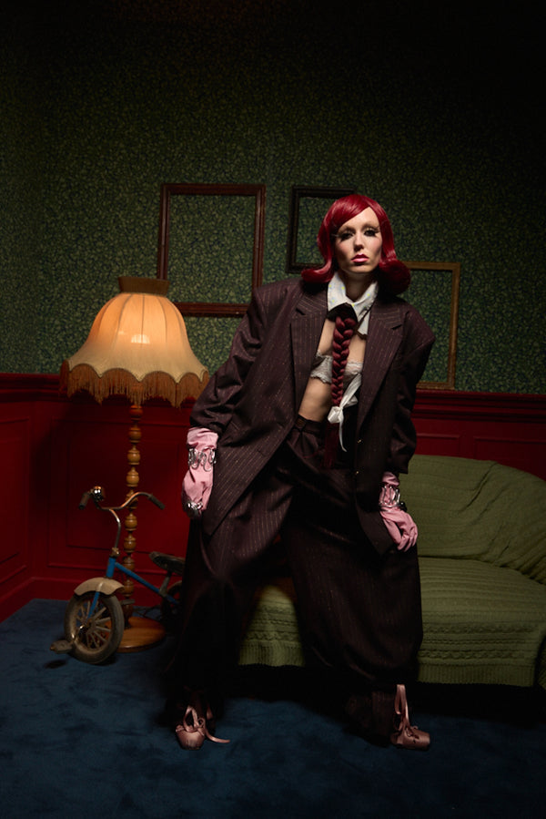 Pinstripe Wide-Leg Suit Pants “Iconic”