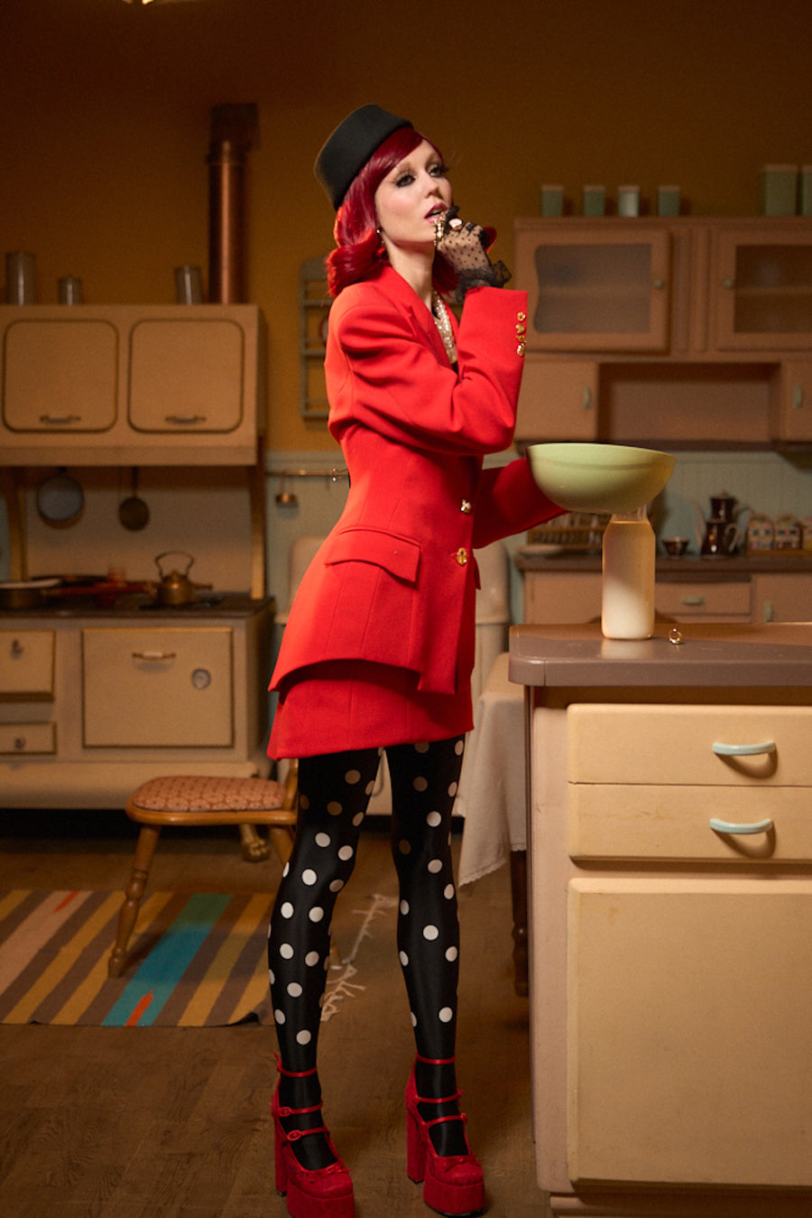 Red Tailored Mini Skirt