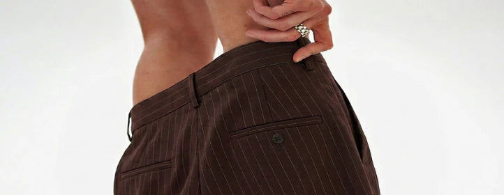 Brown tailored trouser detail
